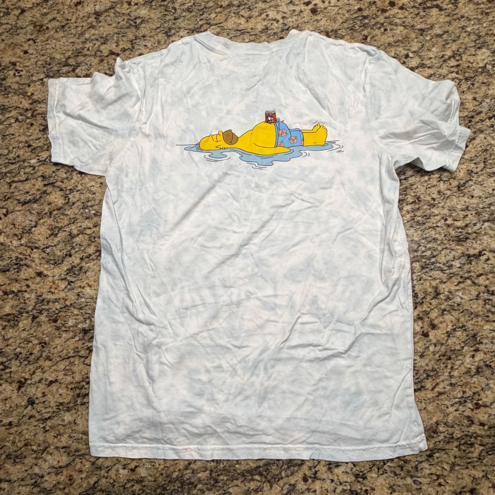 Billabong x The Simpsons Homer Floating Tie Dye T-Shirt Mens Large Blue White ws